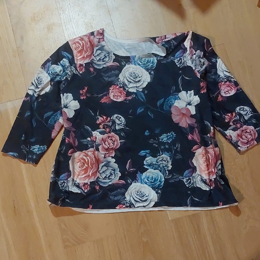 Elegant Floral Women's Blouse - Black, Pink, Blue
